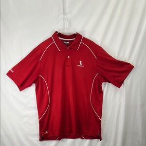 PING - Men’s Golf Shirt - Red with White Side Accent Stripes - Size Large